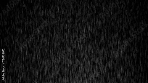 Rain streaks animated overlay on black background. Strong raining motion- Heavy rain drop animation. Raining overlay- Closeup water rainfall. Seamless looping. Rain animation against dark background.