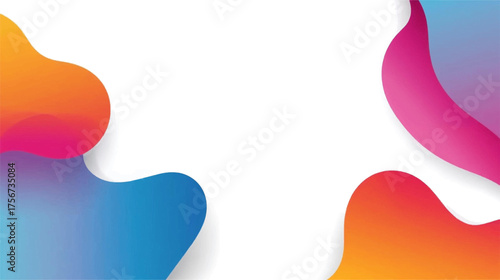 Abstract fluid shapes in vibrant colors blend seamlessly against a white backdrop, creating a visually appealing and modern design element for various creative projects.