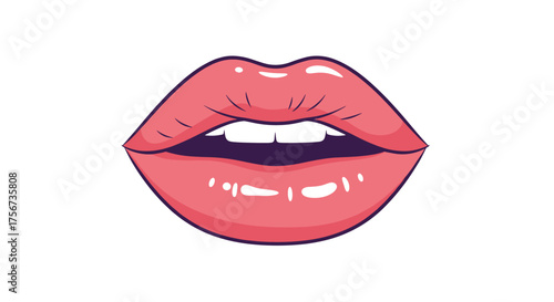 Captivating lips illustration with a high gloss finish and a subtle smile revealing white teeth.