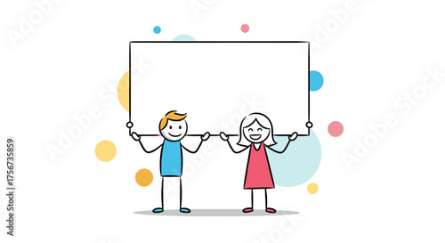 Children holding a blank whiteboard for your message and ideas.