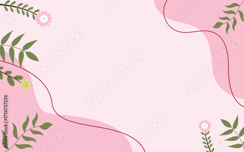 Aesthetic Pink Design With Leaf Background