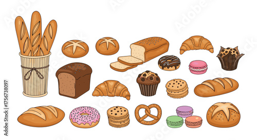 A delicious assortment of freshly baked bread pastries and sweet treats.