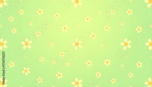 초록색과노란색꽃이있는반복패턴배경