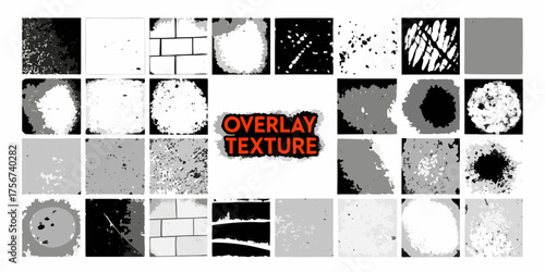 Collection of abstract grayscale textures and patterns for graphic design overlays and backgrounds