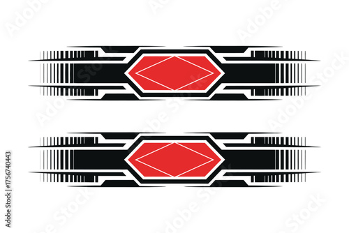 Car Stickers and Wrap Design Set,  Vector racing stripe templates and auto body decals for motorsport branding, performance car tuning, and creative automotive graphics.