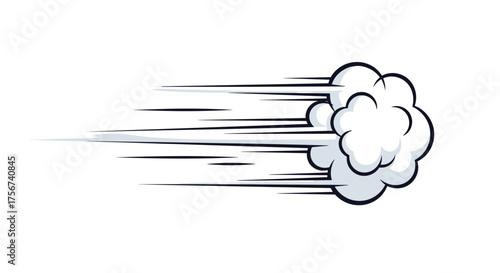 A fast moving cloud of smoke or dust with motion lines behind it.