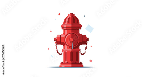 A bright red fire hydrant stands ready to serve in case of emergency.