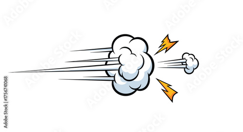 A cartoon depiction of speed lines and an explosion indicating rapid movement.