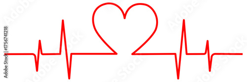 Heartbeat line with heart symbol icon with transparent background, depicting love, health, and medical care, for cardiology designs and patient monitoring, vector illustration