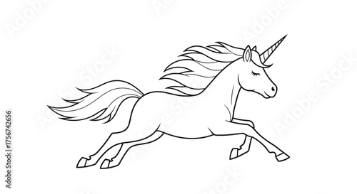 A majestic mythical creature a beautiful unicorn running free.