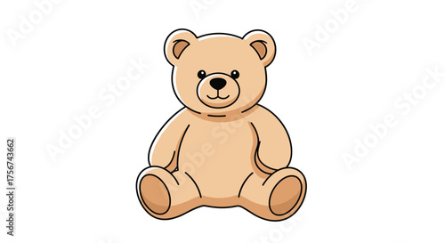 A cute teddy bear sitting down with a friendly smile.