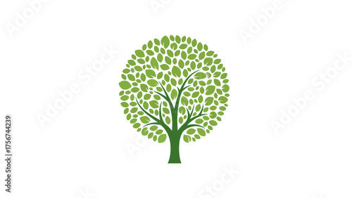 Green Tree Leaves Nature Environment Growth Circle Logo Vector.