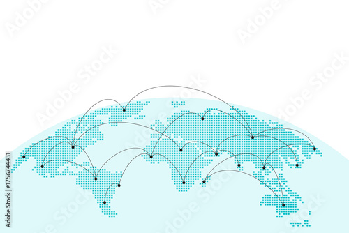 World map global communication, connection. Map made from square. vector illustration