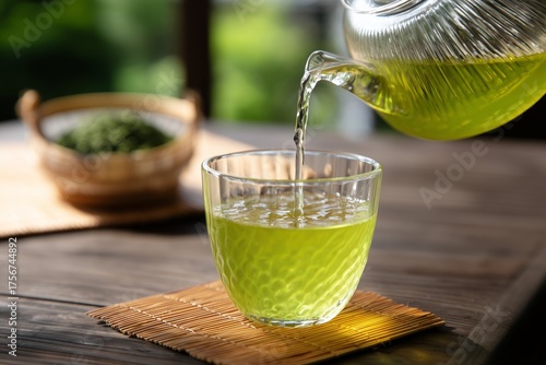 japanese green tea in a glass