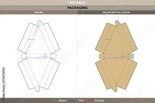 Triangle pizza box dieline creative vector printing packaging structure featuring pointed folding layout accurate die line system for compact food product containers