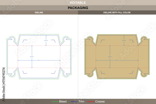 Tray box buckle dieline premium vector printing packaging layout showcasing detailed lock structure and accurate die line formation for sturdy consumer product display
