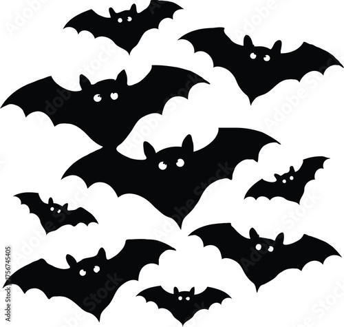 Clean black and white vector illustration of cute flying cartoon mple.eps