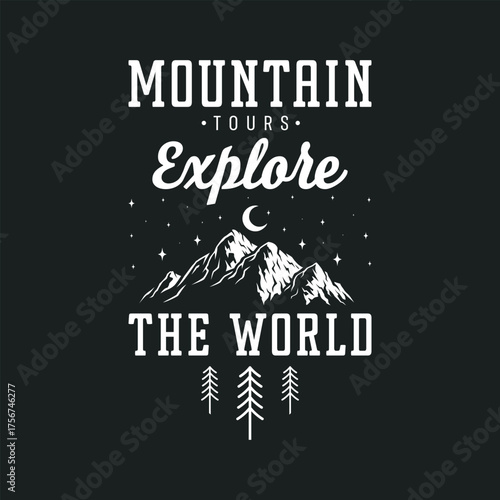 Mountain adventure vintage retro wildlife wilderness forest river pine trees wolf bear hill hiking lover campfire adventures typography great outdoors wanderlust wander graphics tshirt design