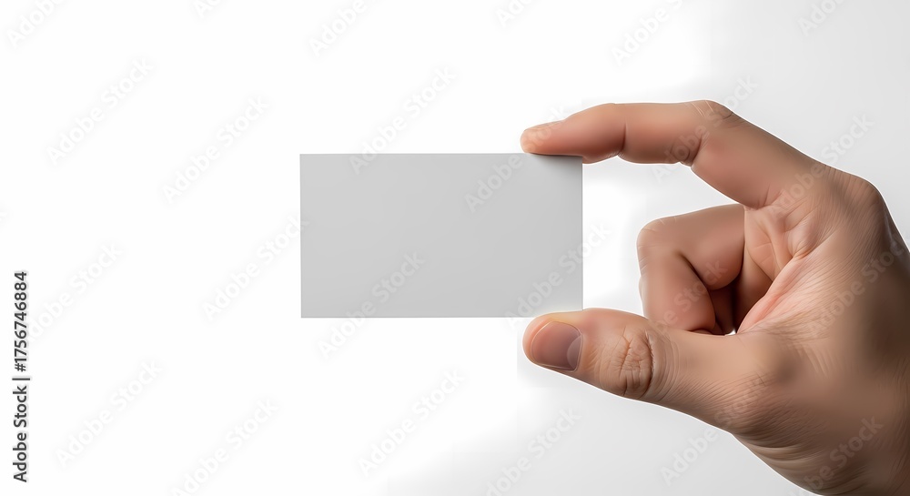 Obraz premium Hand Holding Blank White Card on White Background