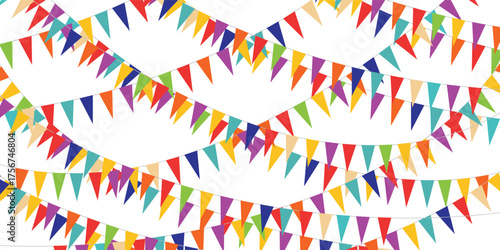 Carnival garland with flags. Decorative colorful party pennants for birthday celebration. vector.