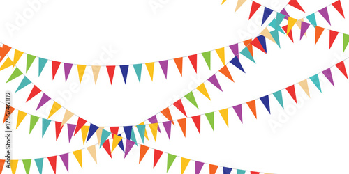 Carnival garland with flags. Decorative colorful party pennants for birthday celebration. vector.