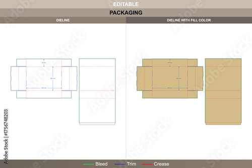 Cookie sleeve box dieline elegant vector printing packaging layout with sliding structure detailed folding lines accurate die line configuration for bakery branding use