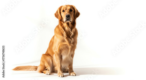 Wallpaper Mural Golden retriever sitting on white background Torontodigital.ca