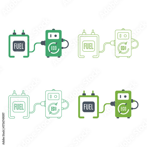 Green energy concept with electric car charging stations and fuel pumps illustrating eco friendly transportation choices