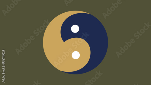 Flat vector of two crescent moons interlocked softly forming a balanced yin-yang symbol.