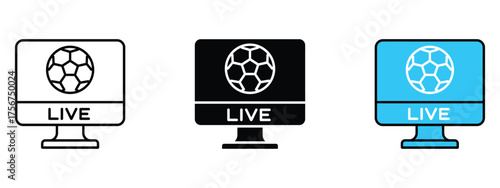 Soccer Live Match On TV icon vector. sport, digital media live match symbol. vector illustration.