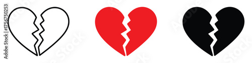 Broken heart icon vector. hurt, loss, heartbreak symbol. vector illustration.