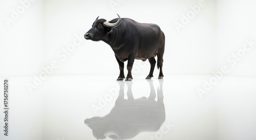 Wallpaper Mural Water buffalo in white room with reflection Torontodigital.ca
