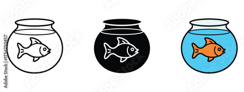 Fish bowl icon vector. goldfish swimming in a tranquil bowl symbol. vector illustration.