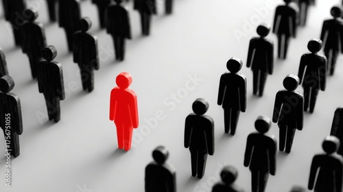 Wallpaper Mural Unique Individual Among Uniform Crowd Highlighted in Vibrant Red Color Standout Perspective Torontodigital.ca