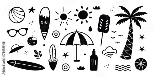 Hand drawn vector illustration set of kitchen cutlery and cooking tools