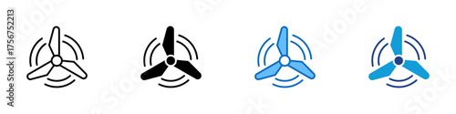 Wind Turbine Multiple Style Icon Design Vector - Wind turbine generating clean electricity through renewable wind energy