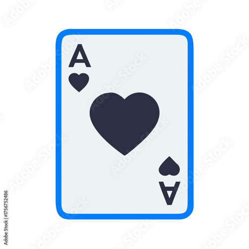 Ace of Hearts: The ace of hearts, a classic playing card, isolated with a bold blue border, its iconic design makes a great image. 
