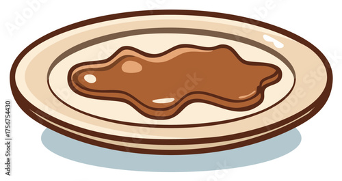 Illustration of gravy on a plate, brown sauce