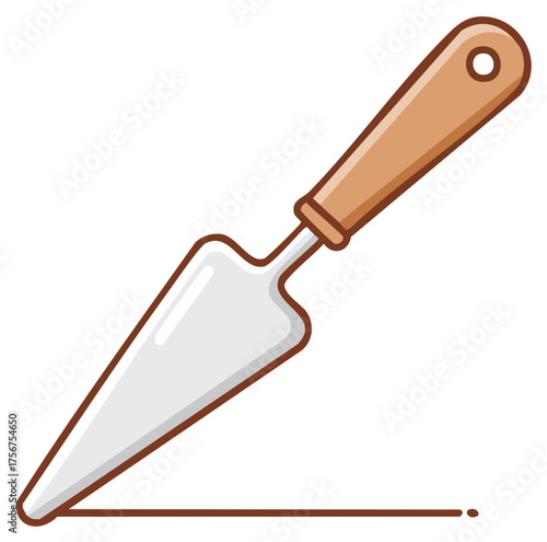 Cartoon Cake Server Spatula with Wooden Handle Illustration