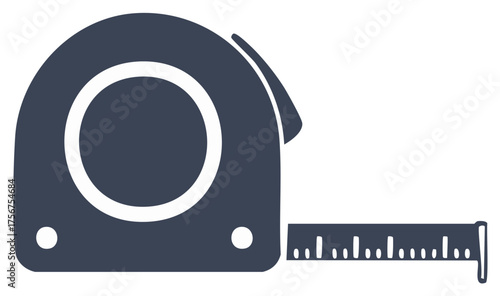 Measuring Tape Flat Icon Measurement Tool Carpentry Renovation Silhouette