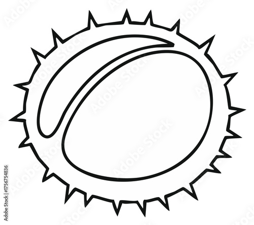Stylized outline of an oval shape with sharp spiked border