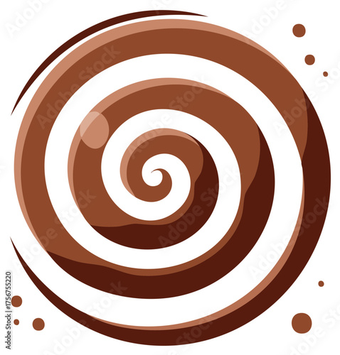 Brown and white swirling spiral pattern with small dots and glossy highlights