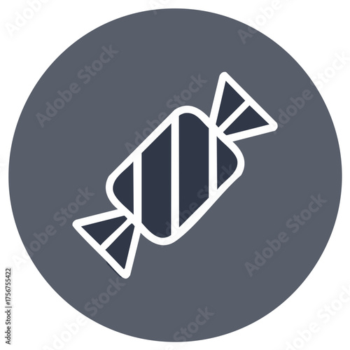 Candy Wrapped Hard Icon on Round Background, Minimalist Sweet Treat Design