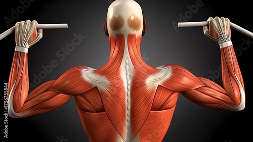 Detailed Back Muscle Anatomy Human Physiology Fitness Training Workout Exercise