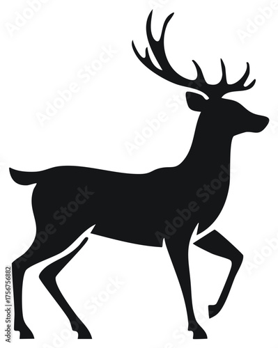 Majestic Stag Silhouette with Antlers Walking