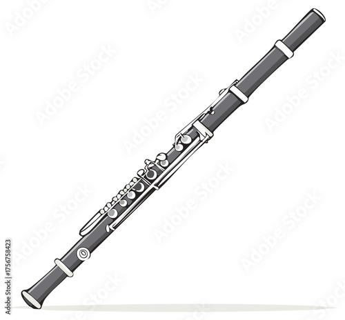 Modern Clarinet Musical Instrument with Detailed Keys and Smooth Finish