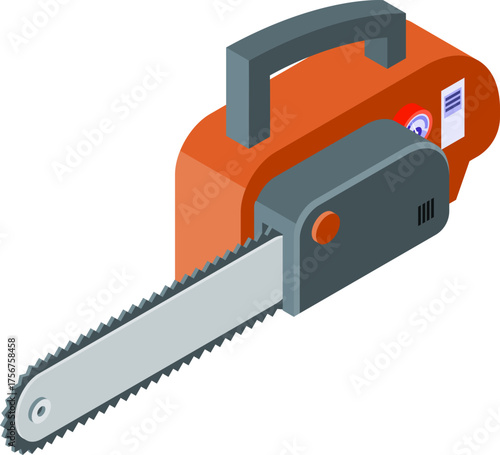 Chainsaw Isometric Icon Set – Power Tool Equipment Collection Illustration