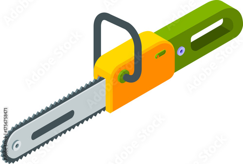 Chainsaw Isometric Icon Set – Power Tool Equipment Collection Illustration