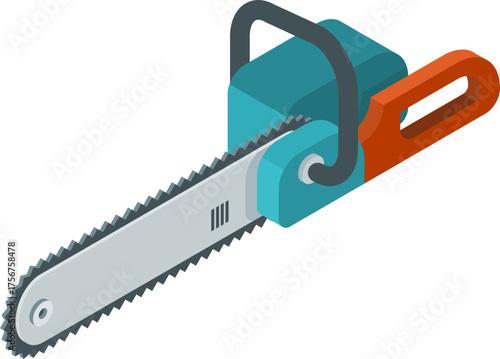 Chainsaw Isometric Icon Set – Power Tool Equipment Collection Illustration