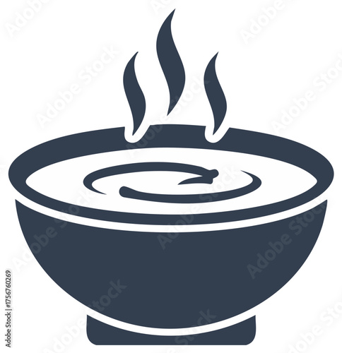 Steaming hot bowl icon representing comfort warmth and delicious food